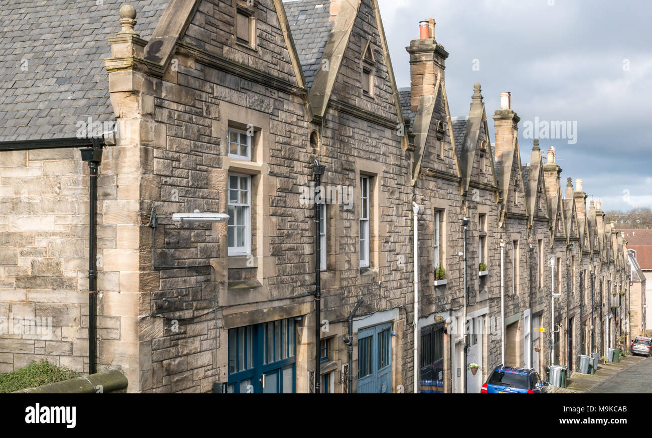Mews casa convertita dal maneggio, Rothesay Mews, West End di Edimburgo, Scozia, Regno Unito, Foto Stock