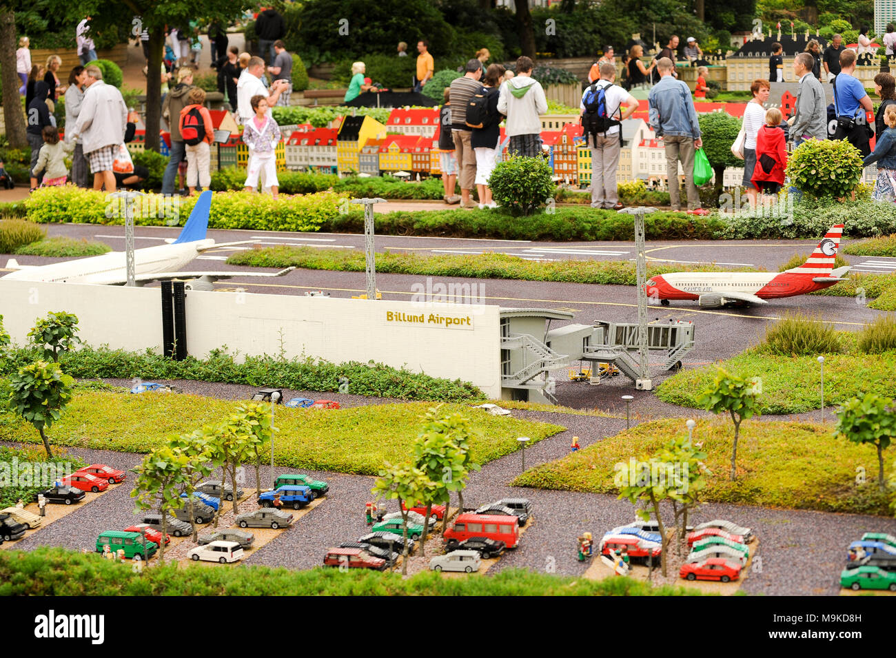 I mattoncini Lego'Aeroporto di Billund, a Billund, Danimarca in Mini zona della terra a Legoland a Billund Resort aperto 1968 a Billund in Danimarca. Il 17 agosto 2010, è il b Foto Stock