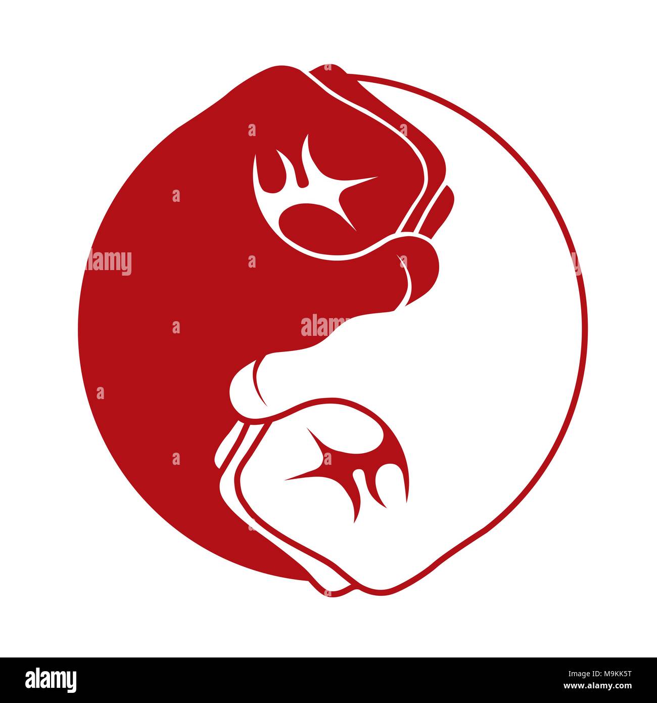Due pugni rendendo il yin yang simbolo iconico Illustrazione Vettoriale