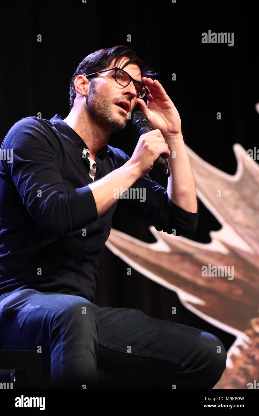 Bonn, Germania, 25.3.18, Tom Ellis ( Lucifero Morningstar ) frequentare la magia con 2018, Credit: Holger molto/Alamy Live News Foto Stock