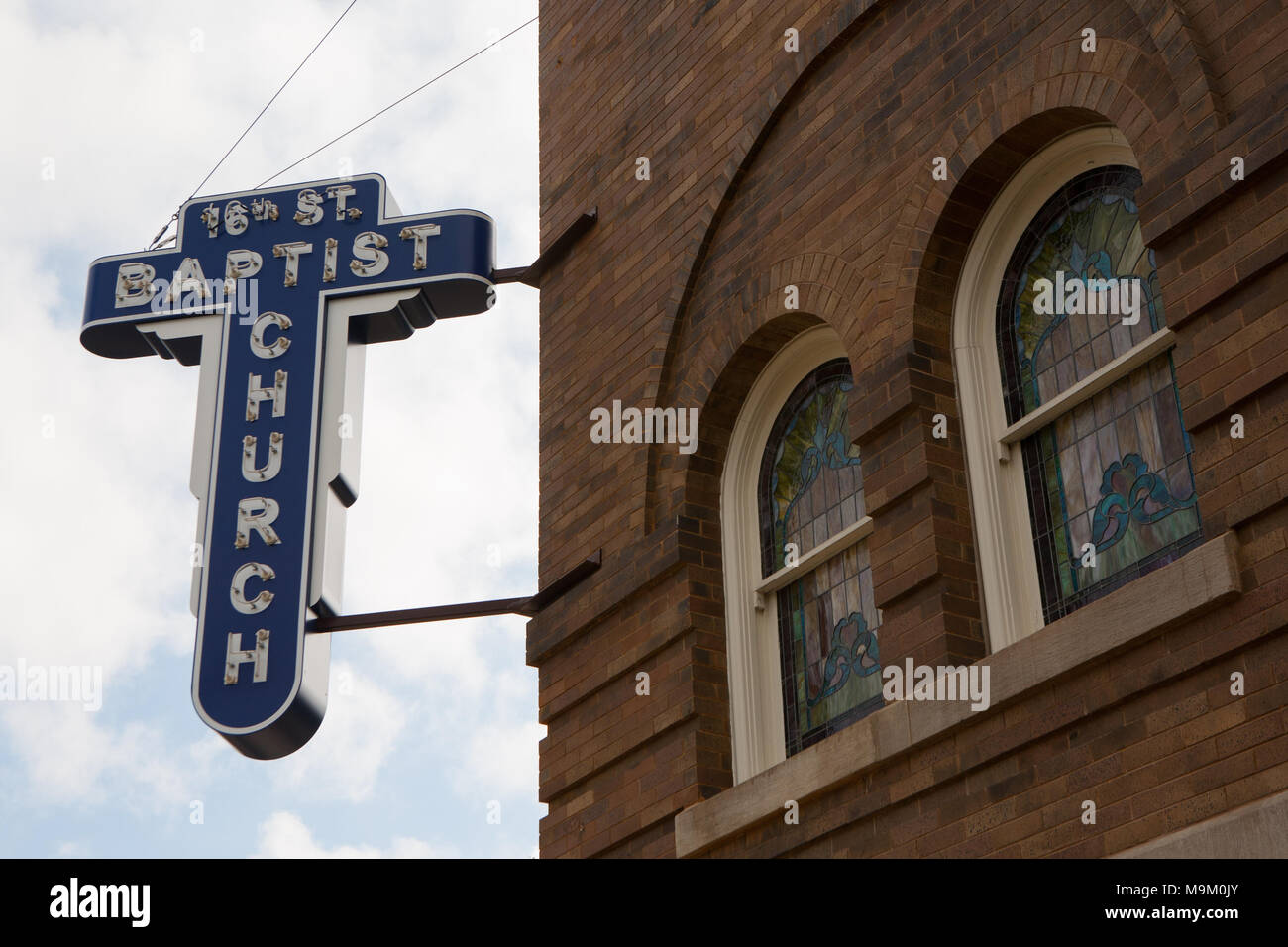 La 16th Street Chiesa Battista è stato il sito di sfondo razziale bombardamenti nel 1963 a Birmingham, Alabama Foto Stock