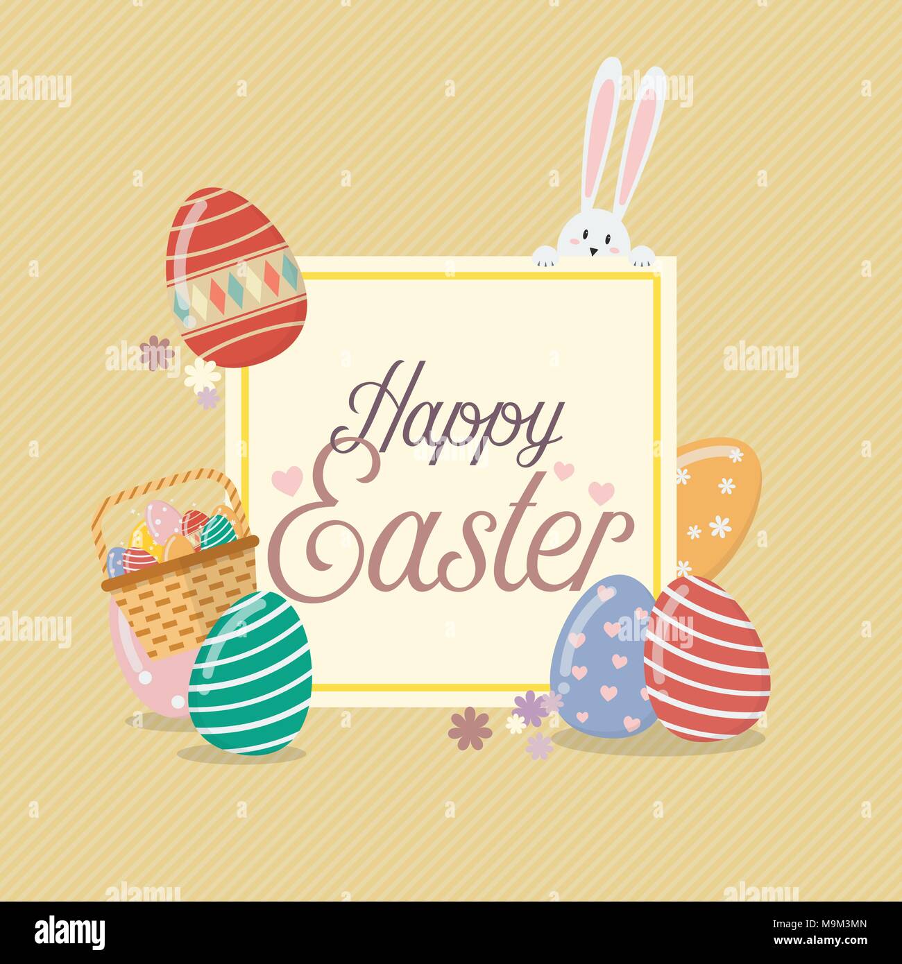 Felice Pasqua modello di pagina di intestazione con bunny il coniglio e le uova. Sfondo di pasqua progettazione del modello Illustrazione Vettoriale