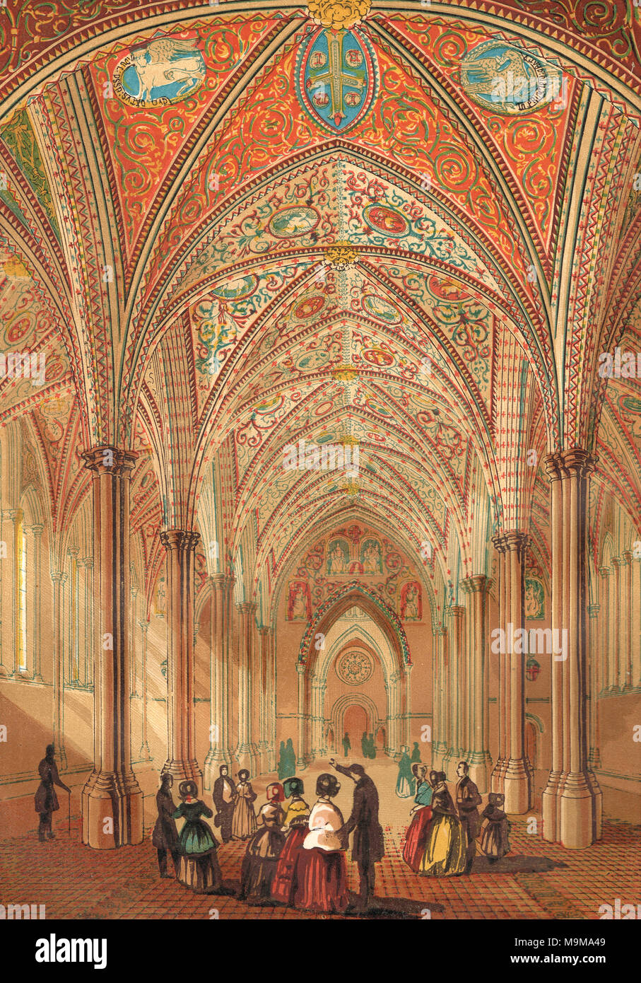 Interno del Tempio la Chiesa, città di Londra, Inghilterra nel XIX secolo Foto Stock
