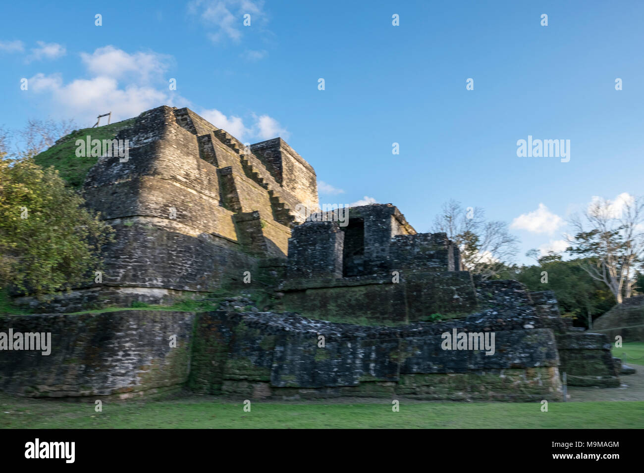 Antico tempio Maya e rovine di Altun Ha, Belize Foto Stock