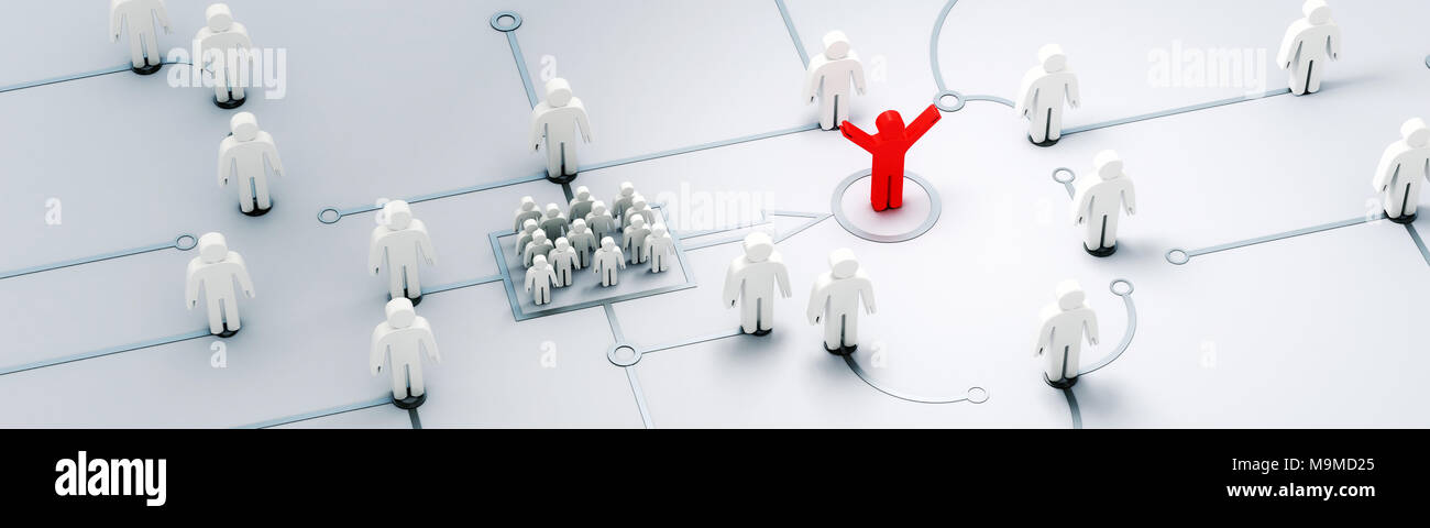 Concetto leader bersaglio persone rendering 3D Foto Stock