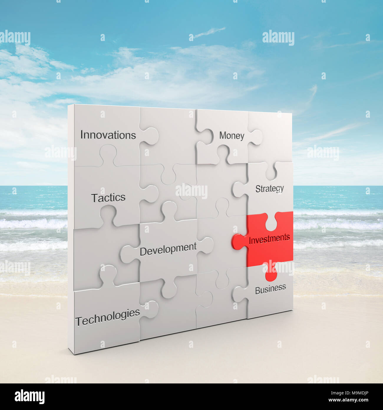 Investimenti concetto puzzle 3D rendering Foto Stock