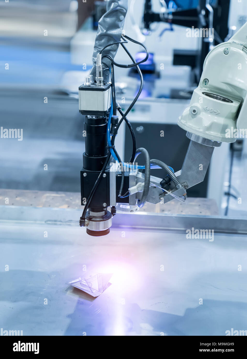 Visione robotica sensore sistema di telecamera in phone intellegence factory Foto Stock