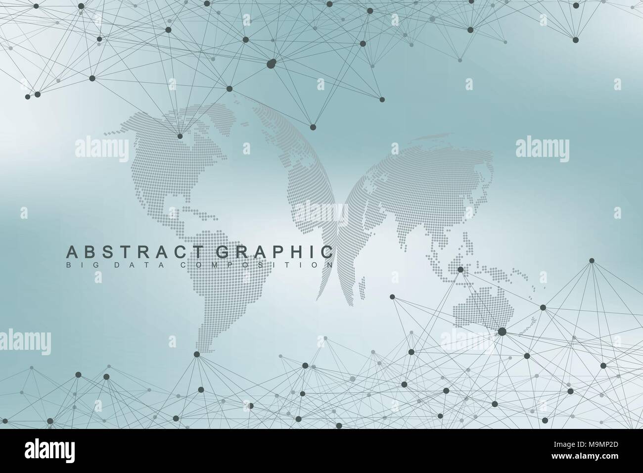 Rete globale di connessione. Rete e grande per la visualizzazione di dati sullo sfondo. Il futuristico global business. Illustrazione Vettoriale. Illustrazione Vettoriale