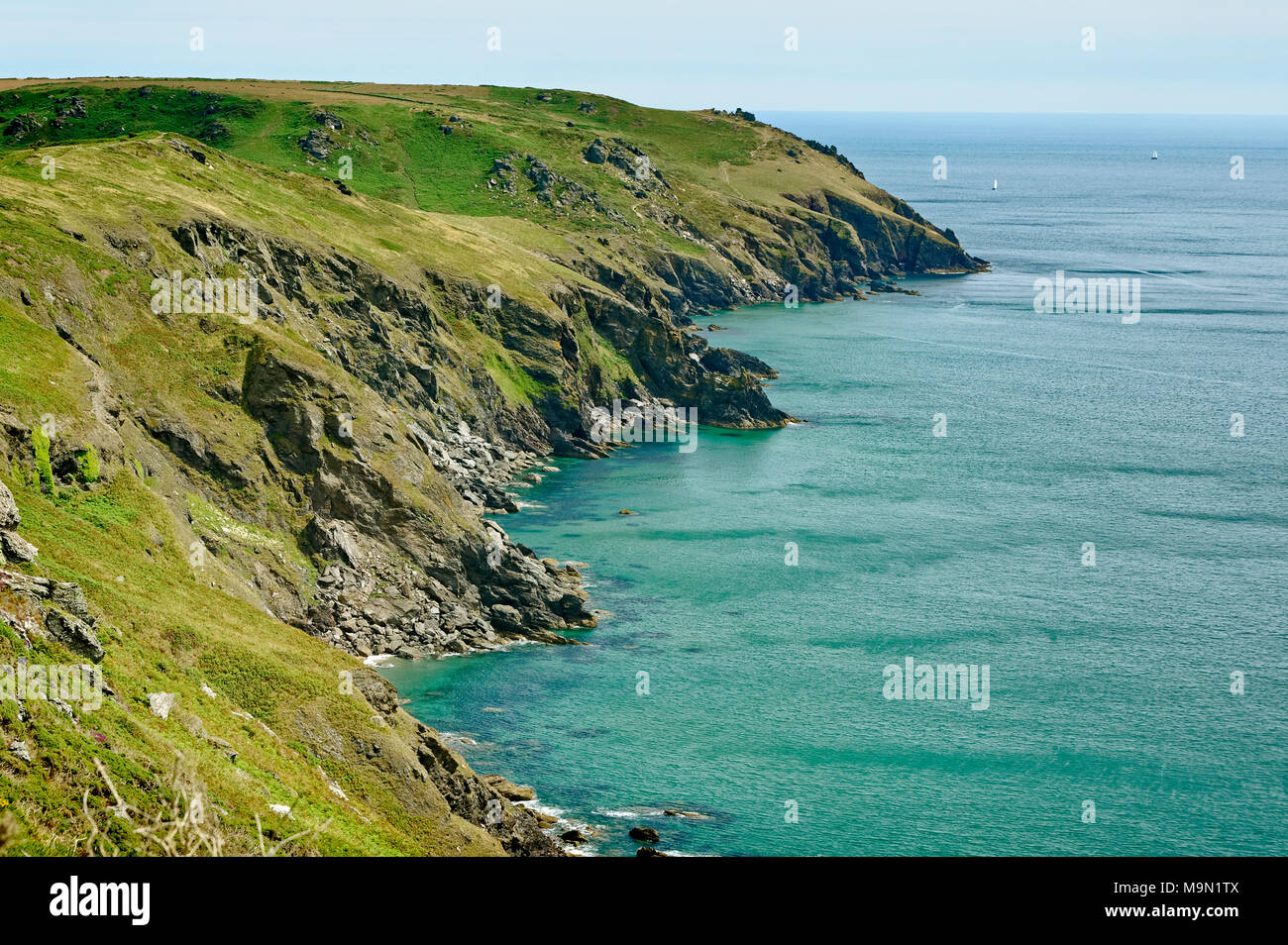 Vista dal sentiero costiero vicino a speranza Cove South Devon England Regno Unito Foto Stock