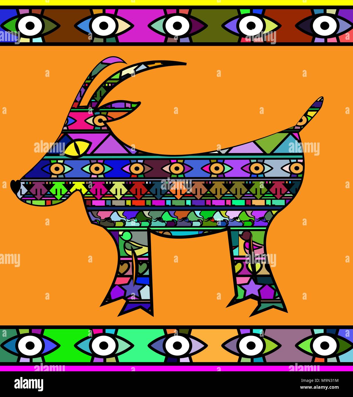 Abstract immagine colorata di capra Illustrazione Vettoriale