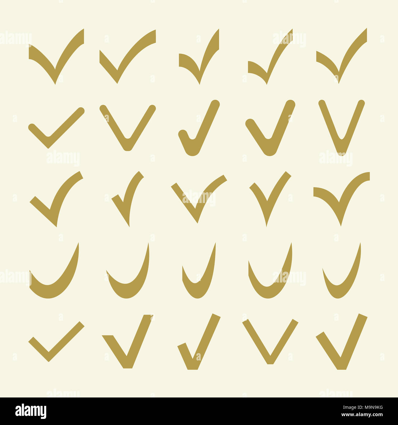 Insieme di diversi segni di spunta Foto Stock