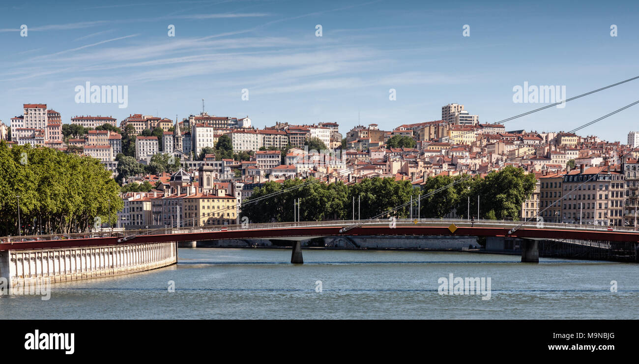 Passerelle du Palais de Justice bridge, Lione, Francia Foto Stock