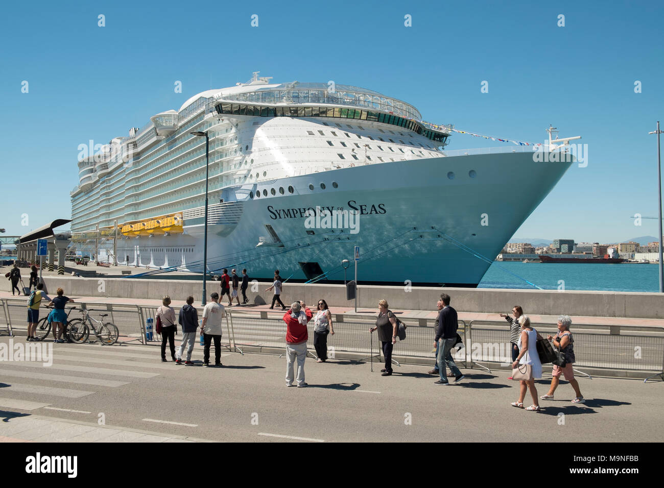Marzo 27, 2018. Malaga, Spagna. Presentazione internazionale della nave da crociera sinfonia di mari, il mondo è più grande nave da crociera. Foto Stock