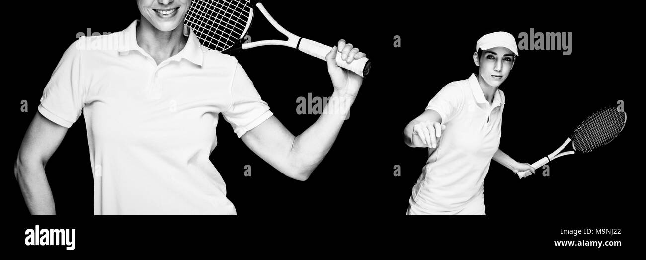 Immagine composita di atleta femminile giocando a tennis Foto Stock