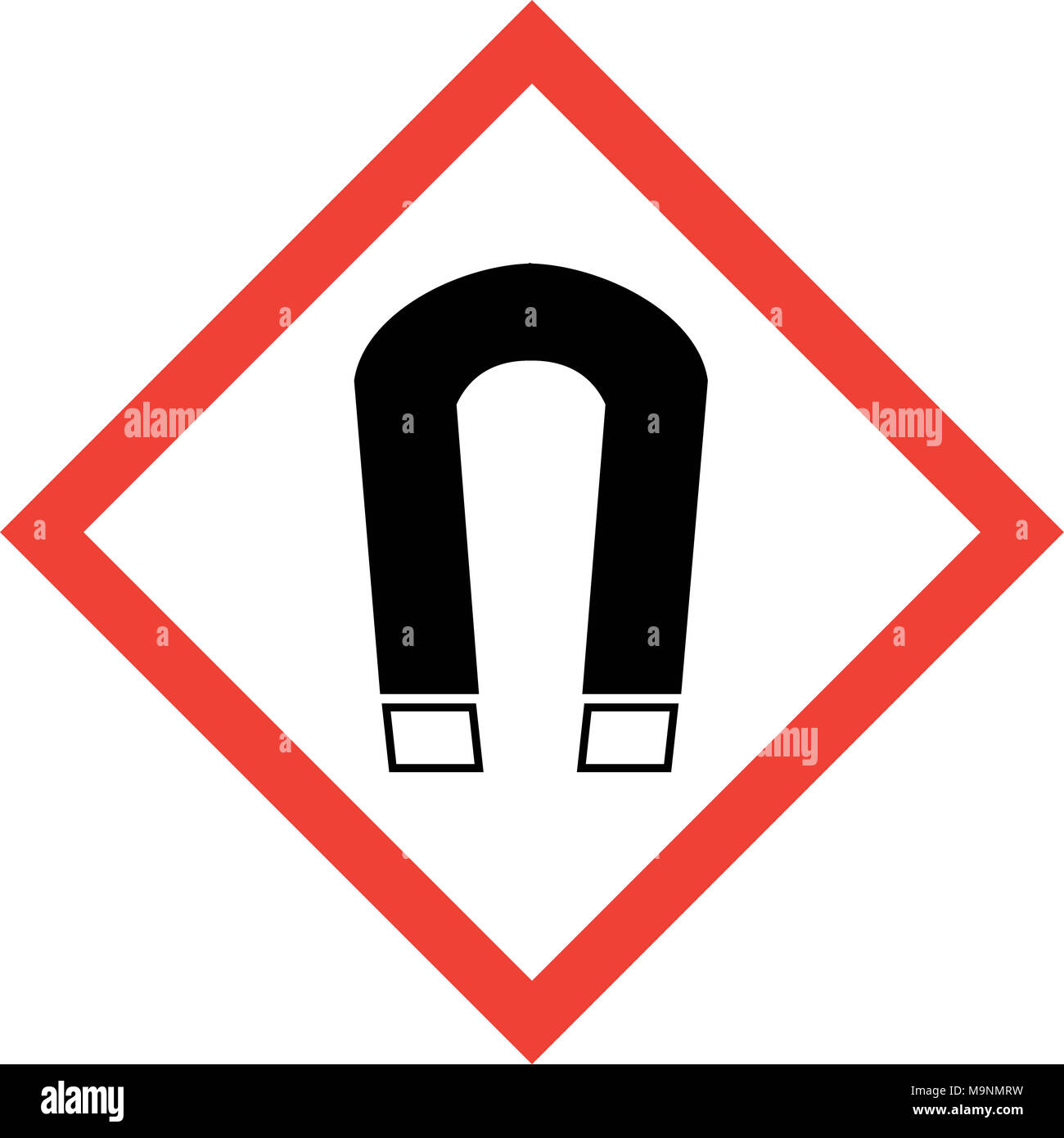 Segno di pericolo con campo magnetico simbolo Foto stock - Alamy