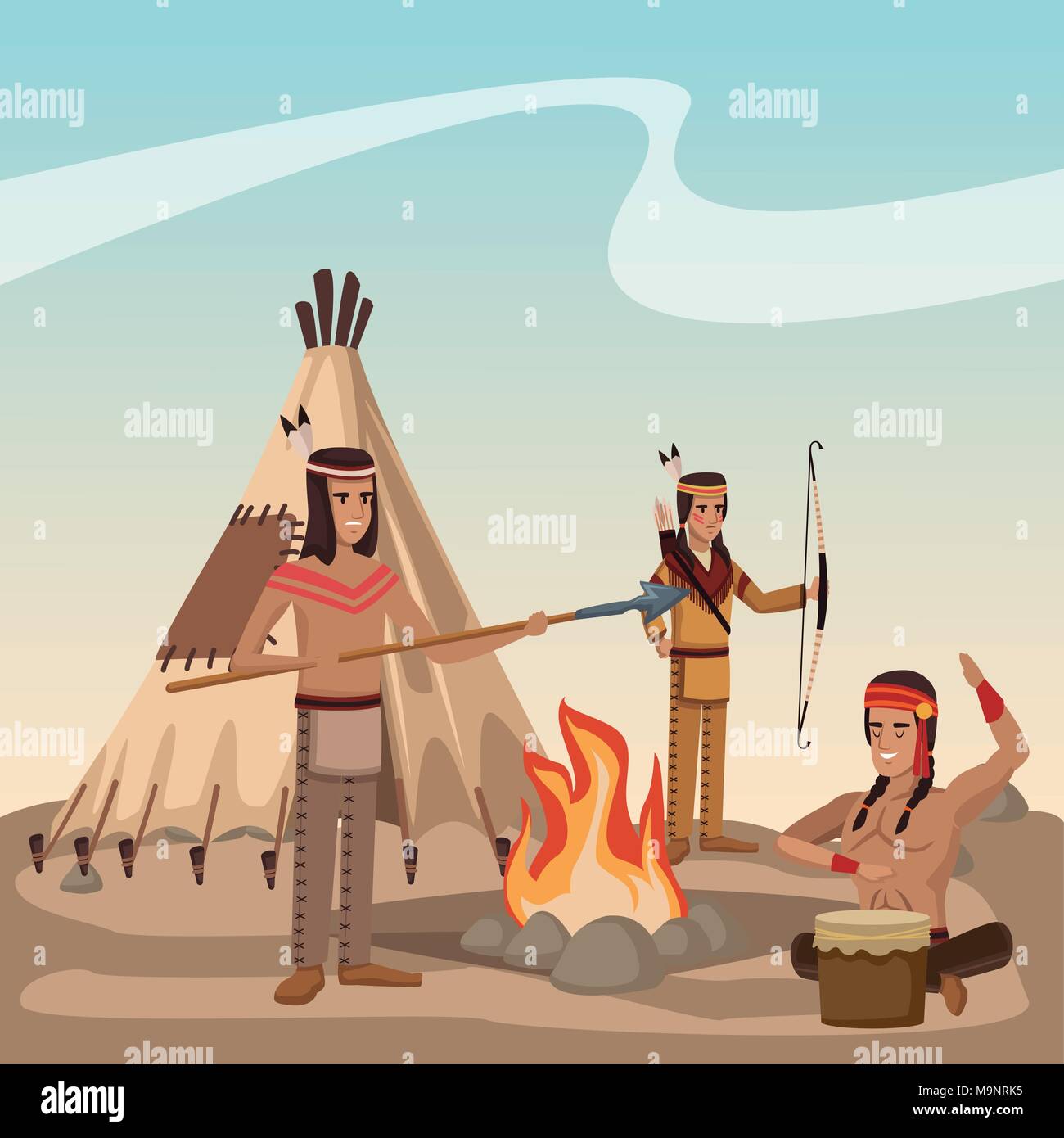American tribù indiana Illustrazione Vettoriale