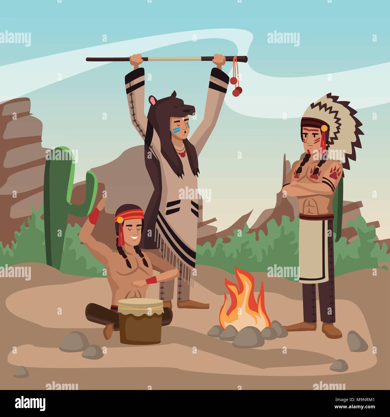 American tribù indiana Illustrazione Vettoriale