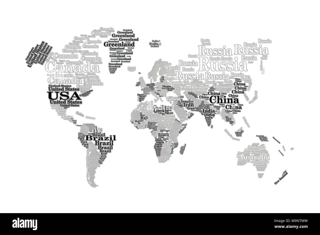 Word cloud. Paesi. Foto Stock