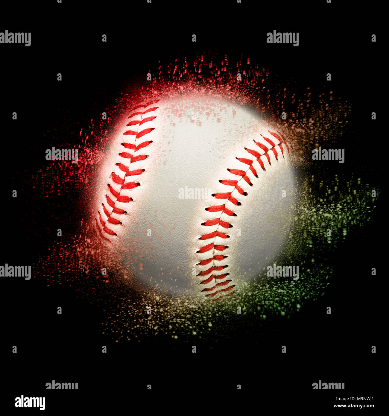 Sport in polvere effetto palla isolato su nero Foto Stock