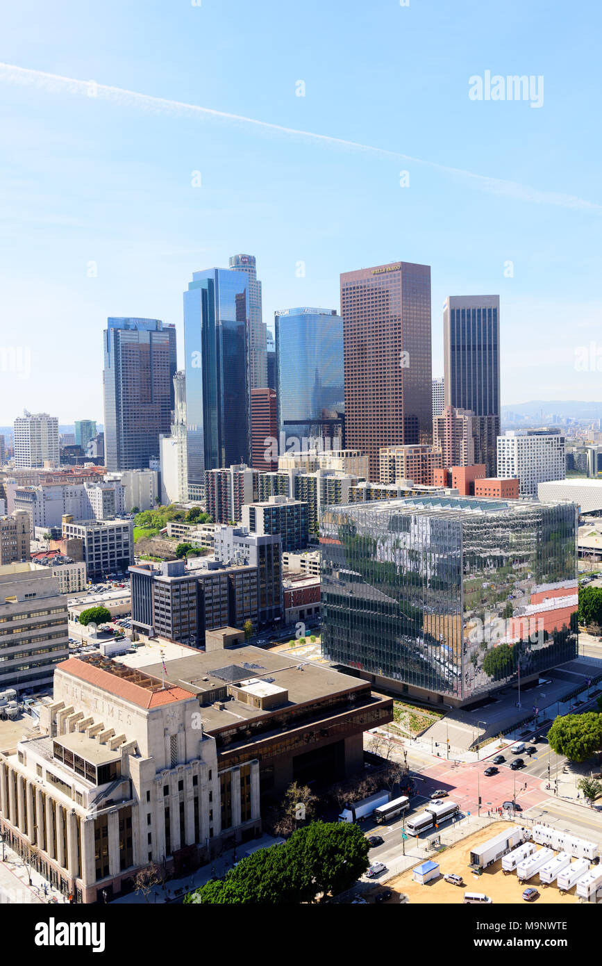 Il centro della città di Los Angeles, vista aerea Foto Stock