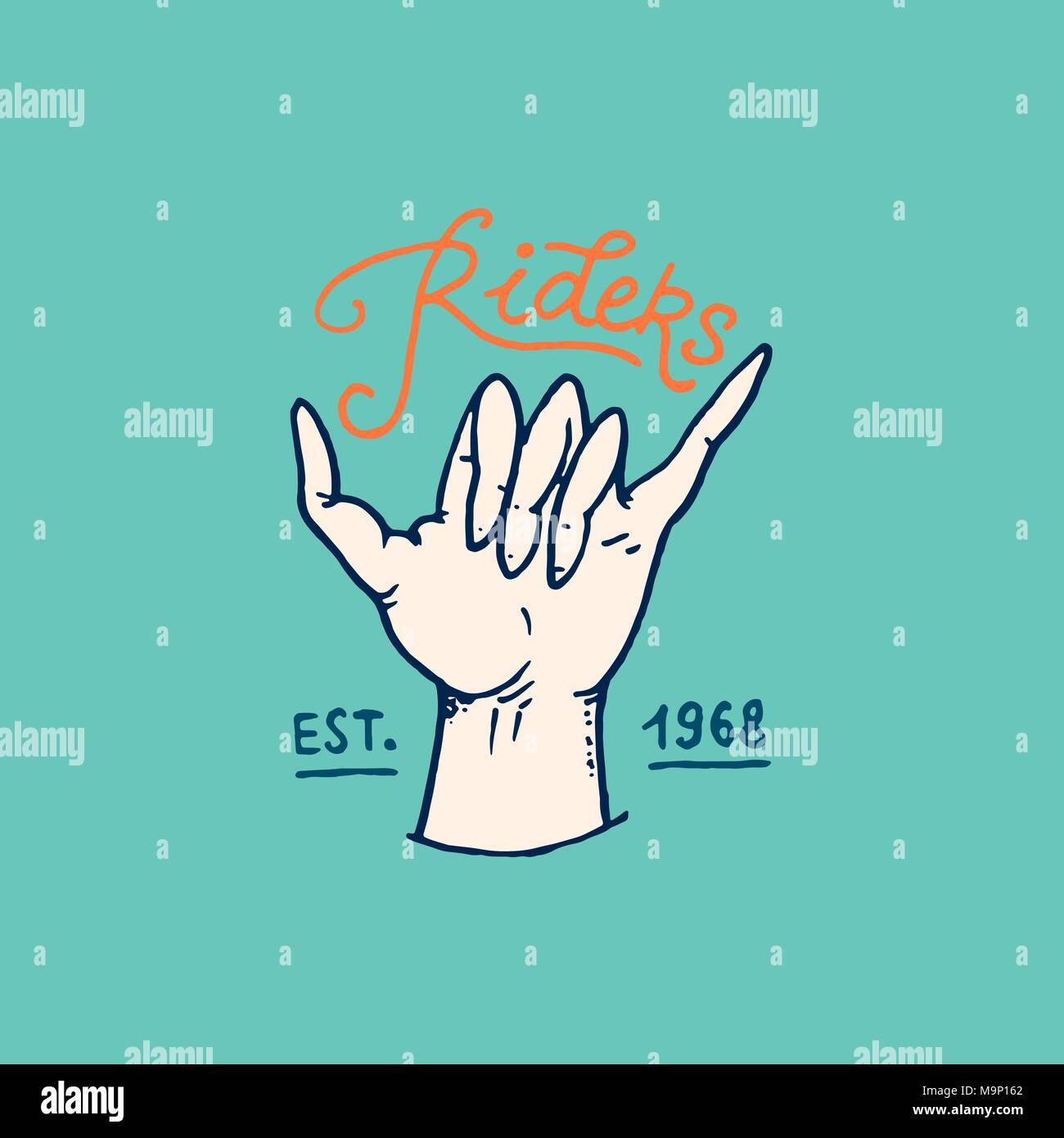 Badge di surf. Vintage retrò background. tropici e california, estate sulla spiaggia. incisi emblema disegnato a mano. Banner o poster. sport nelle Hawaii. Illustrazione Vettoriale