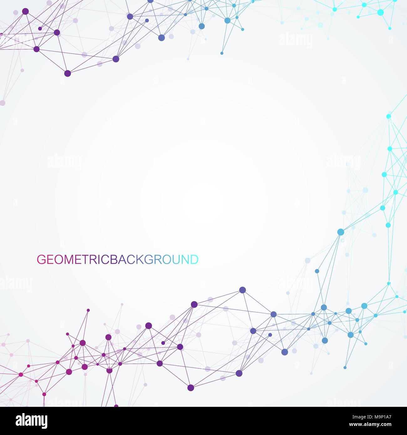 Astratta geometrica con vettore di linea collegato e punti. Rete globale di sfondo di collegamento. Senso tecnologico illustrazione astratta. Illustrazione Vettoriale