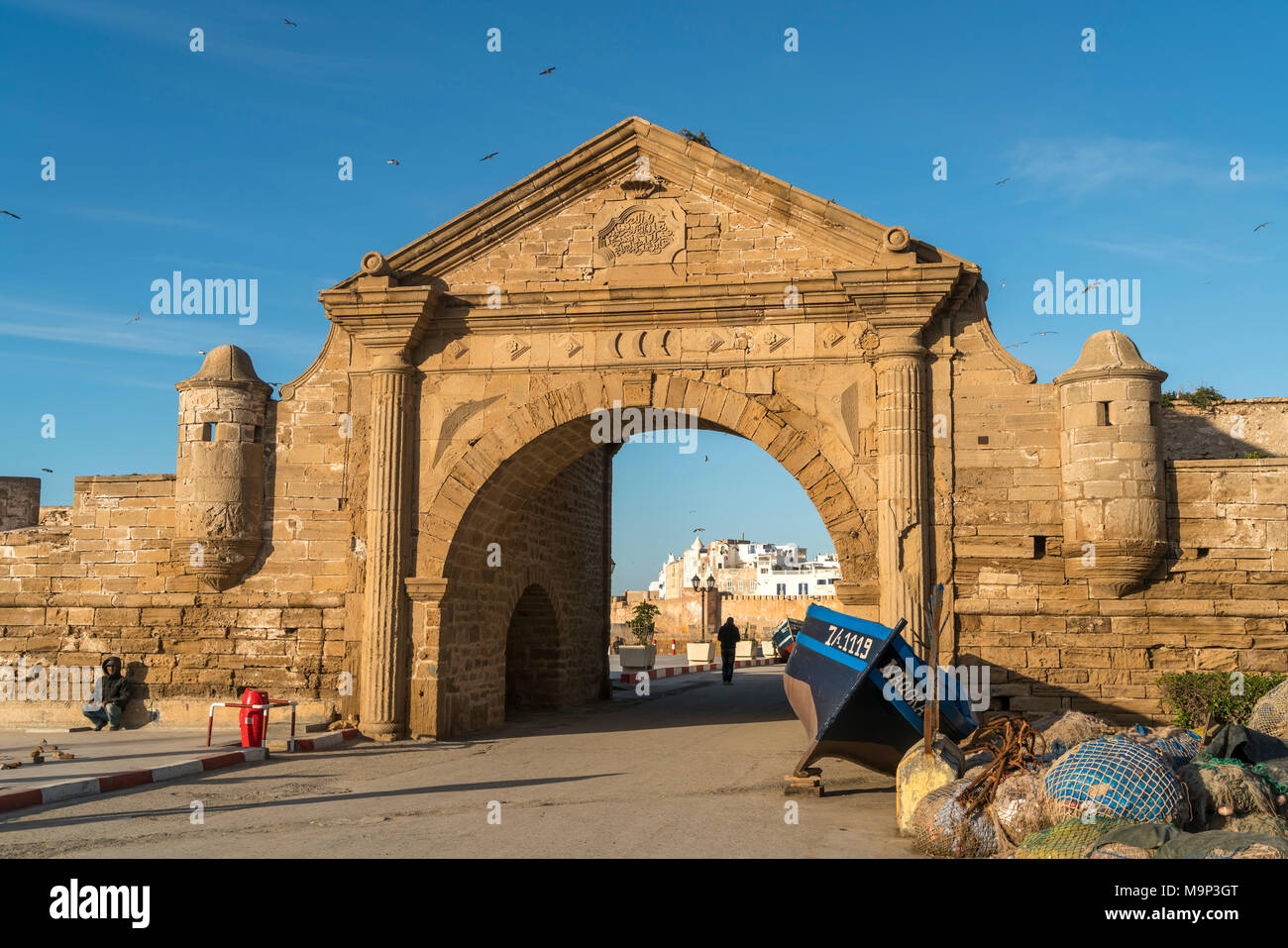Gate porto Porte de la Marine, Essaouira, Marocco Foto Stock