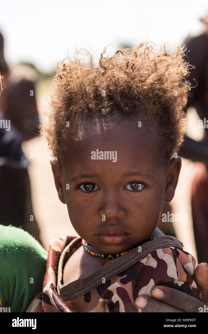 Bambino della tribù Arbore, ritratto, Turmi, sud della nazionalità delle nazioni e dei popoli " Regione, Etiopia Foto Stock