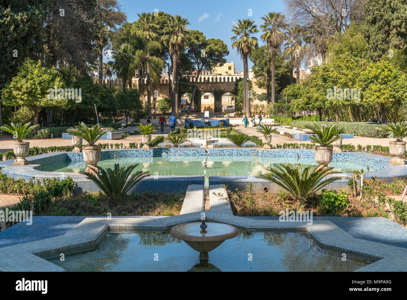 Jardin Jnan Sbil giardino, Bou Jeloud giardini, Fez, in Marocco Foto Stock
