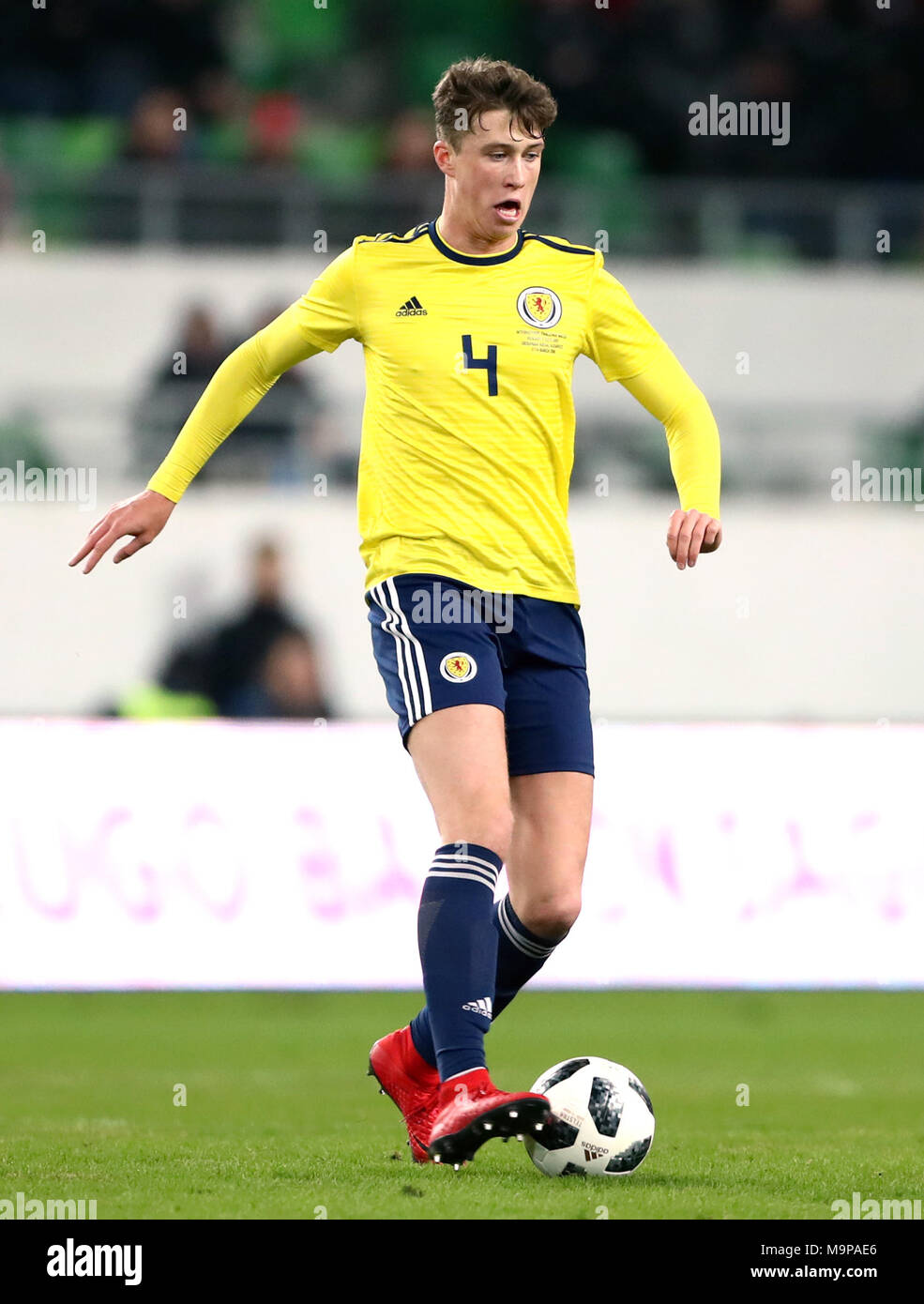 Jack Hendry scozzese durante la partita internazionale amichevole alla Groupama Arena, Budapest. PREMERE ASSOCIAZIONE foto. Data immagine: Martedì 27 marzo 2018. Vedi PA storia CALCIO Ungheria. Il credito fotografico dovrebbe essere: Tim Goode/PA Wire. Foto Stock