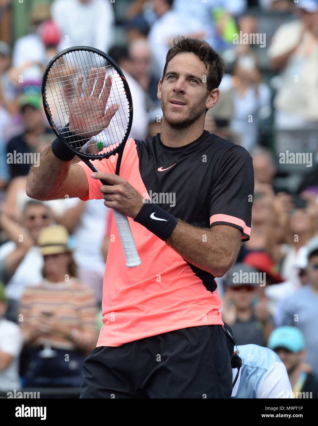 Key Biscayne, FL, Stati Uniti d'America. 27 Mar, 2018. Juan Martin Del Potro Vs Filip Krajinovic durante il 2018 Miami aperto a Crandon Park Tennis Center su Marzo 27, 2018 in Key Biscayne, Florida. Credito: Mpi04/media/punzone Alamy Live News Foto Stock