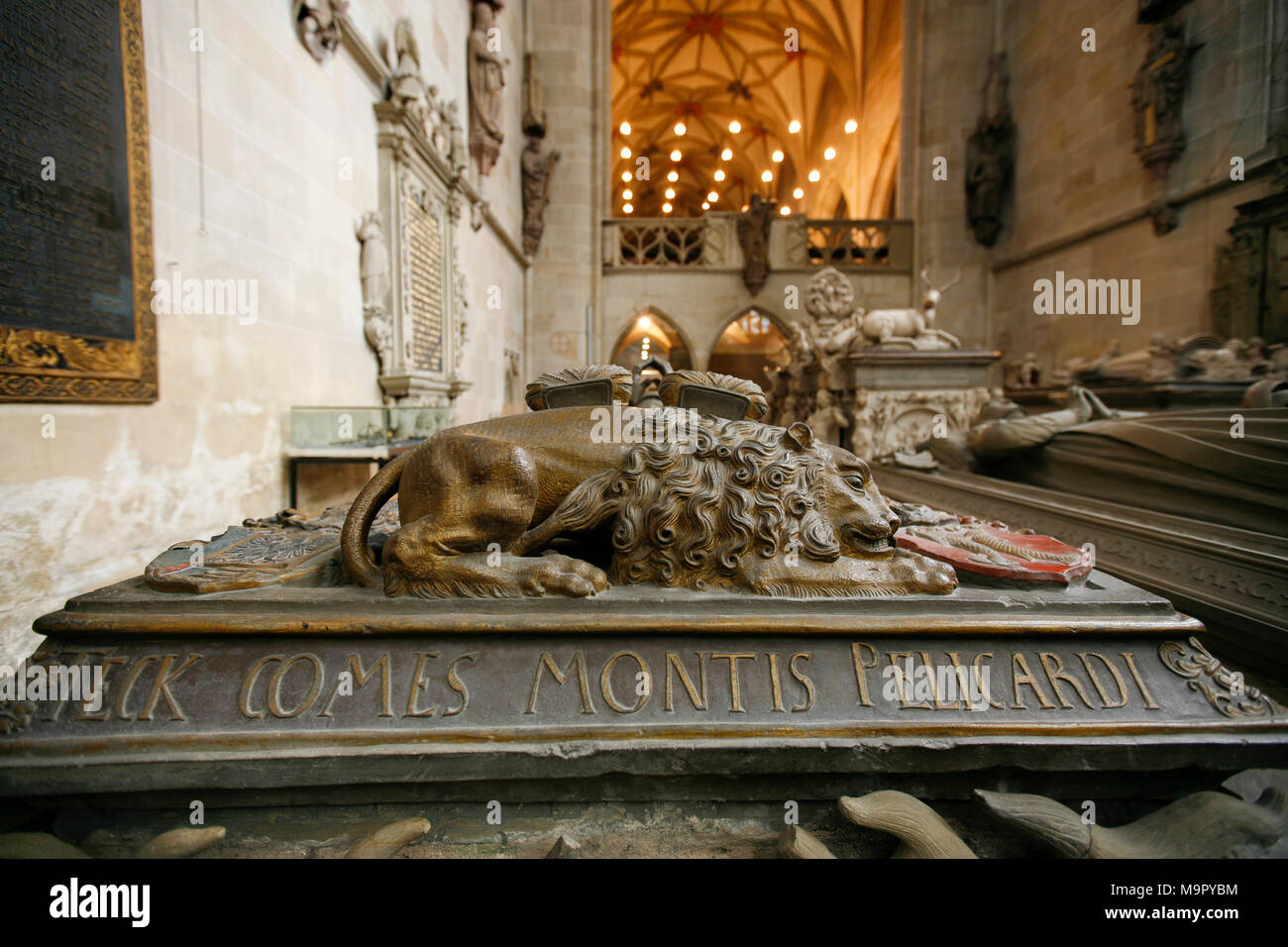 Chiesa collegiata, luogo di sepoltura nel coro, Tübingen, Baden Württemberg, Germania Foto Stock