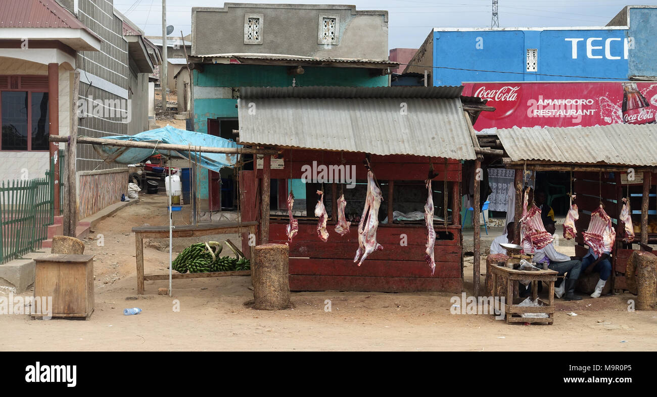 Negozio di macellaio, Uganda, Africa orientale Foto Stock