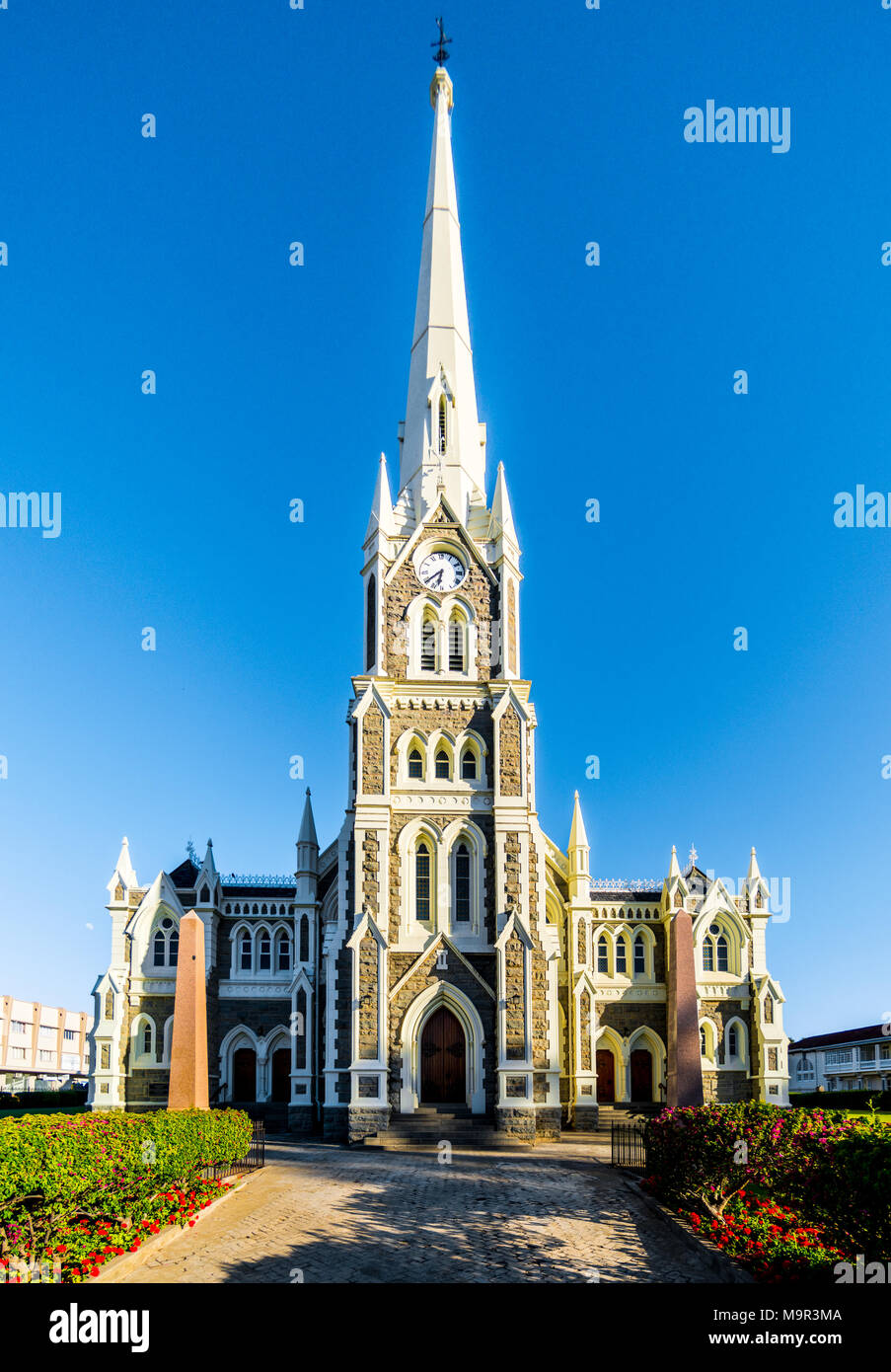 La chiesa olandese riformata di Graaff-Reinet in Sud Africa il piccolo Karoo. Un monumento nazionale e un ottimo esempio di stile vittoriano architettura gotica Foto Stock