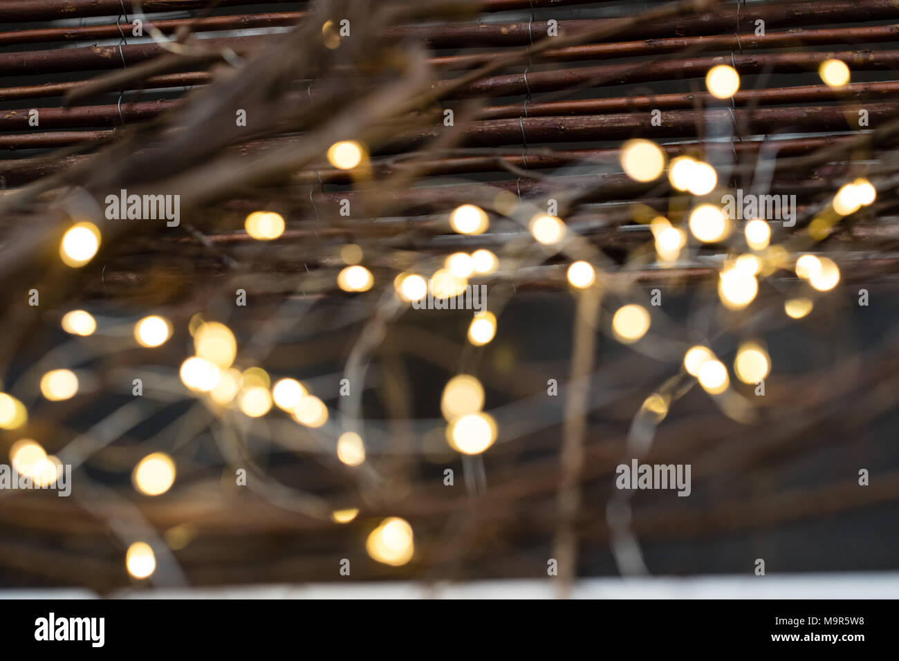 Cluster di micro LED luci di stringa. Profondità di campo, fuori fuoco sfocato. Foto Stock