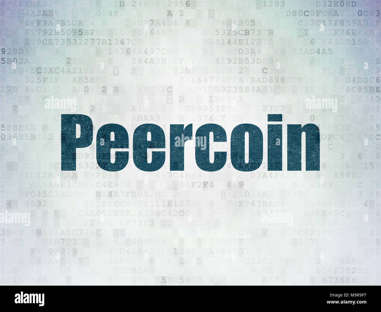 Concetto Blockchain: Peercoin sui dati digitali sfondo della carta Foto Stock