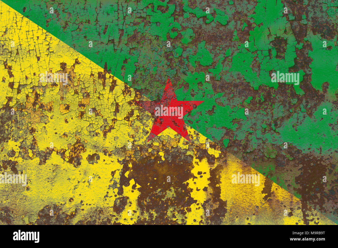 Guiana francese bandiera grunge, Francia territorio dipendente bandiera Foto Stock