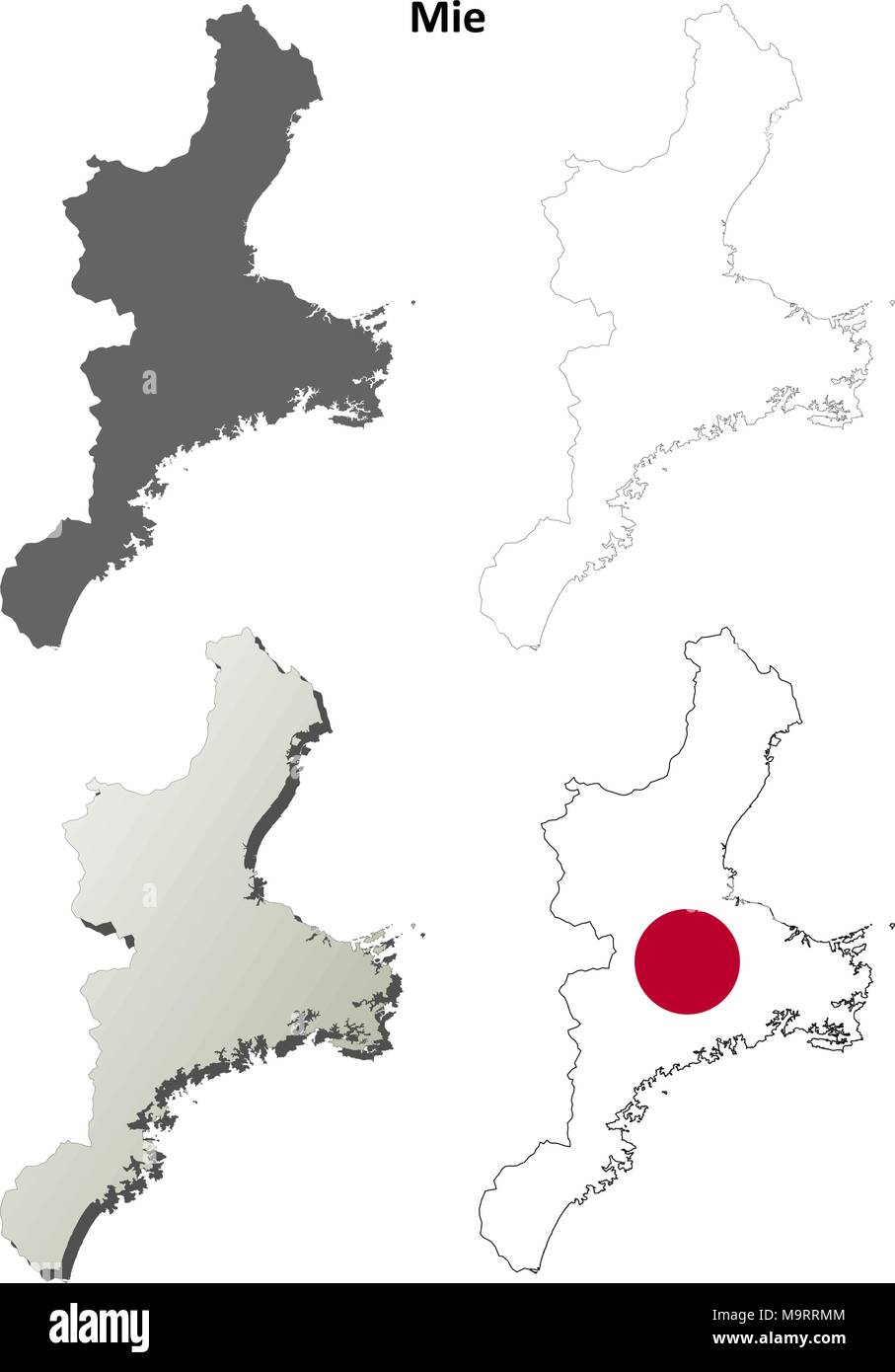 Mie vuoto mappa di contorno impostato Illustrazione Vettoriale