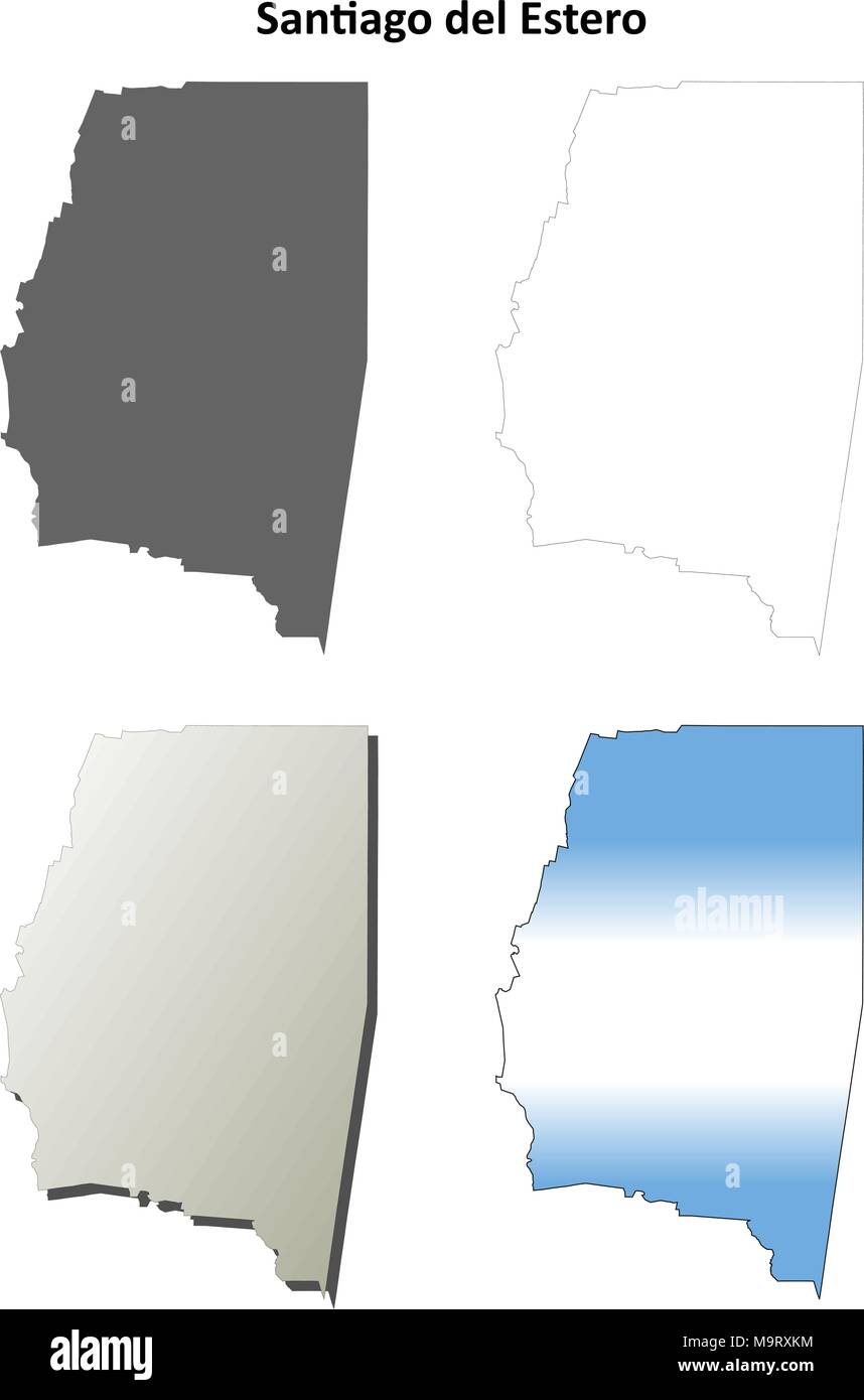 Santiago del Estero vuoto mappa di contorno impostato Illustrazione Vettoriale