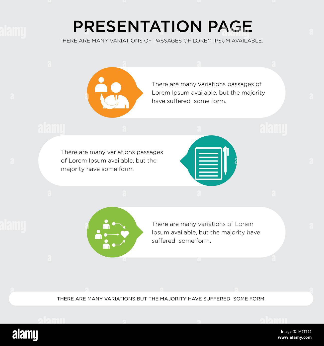Di inclusività, registrazione, piede con ali di presentazione del modello di progettazione in arancione, verde e giallo con colori orizzontali e forme arrotondate Illustrazione Vettoriale