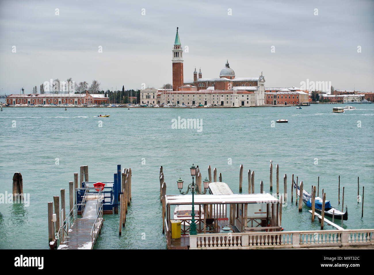 Un giorno gli inverni a Venezia di fresco con neve caduti. Foto Stock