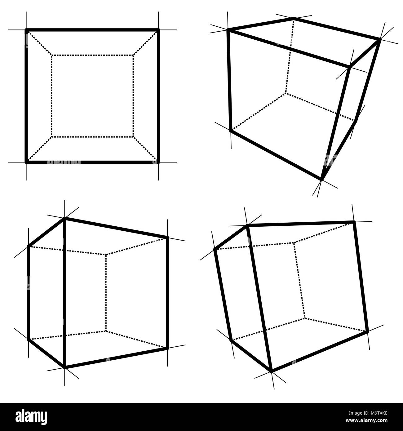 Scatole di wireframe. 3D illustrazione Foto Stock