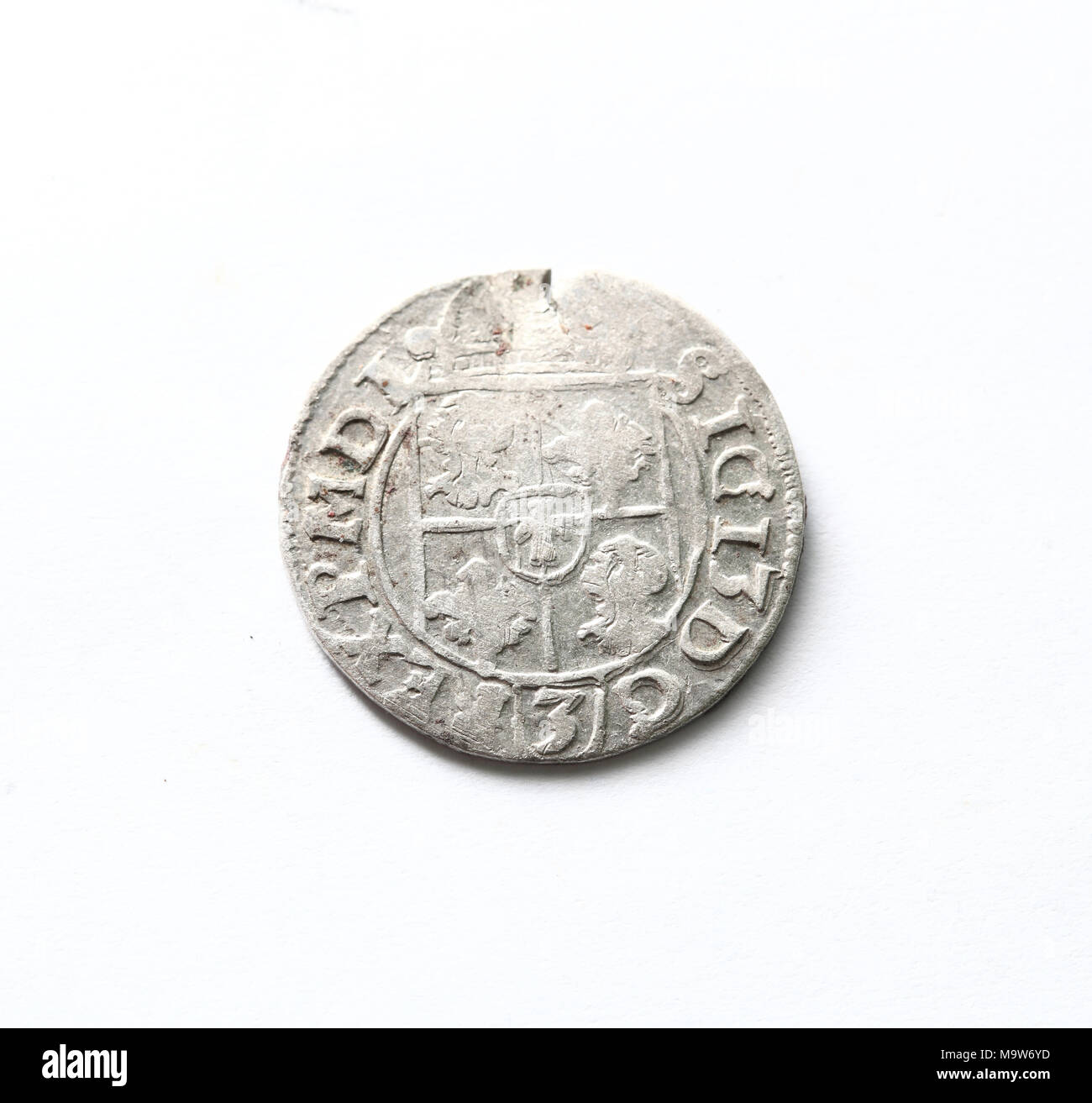 Antica moneta dello Stato lituano. Poltorak. Il 17 secolo. Foto Stock