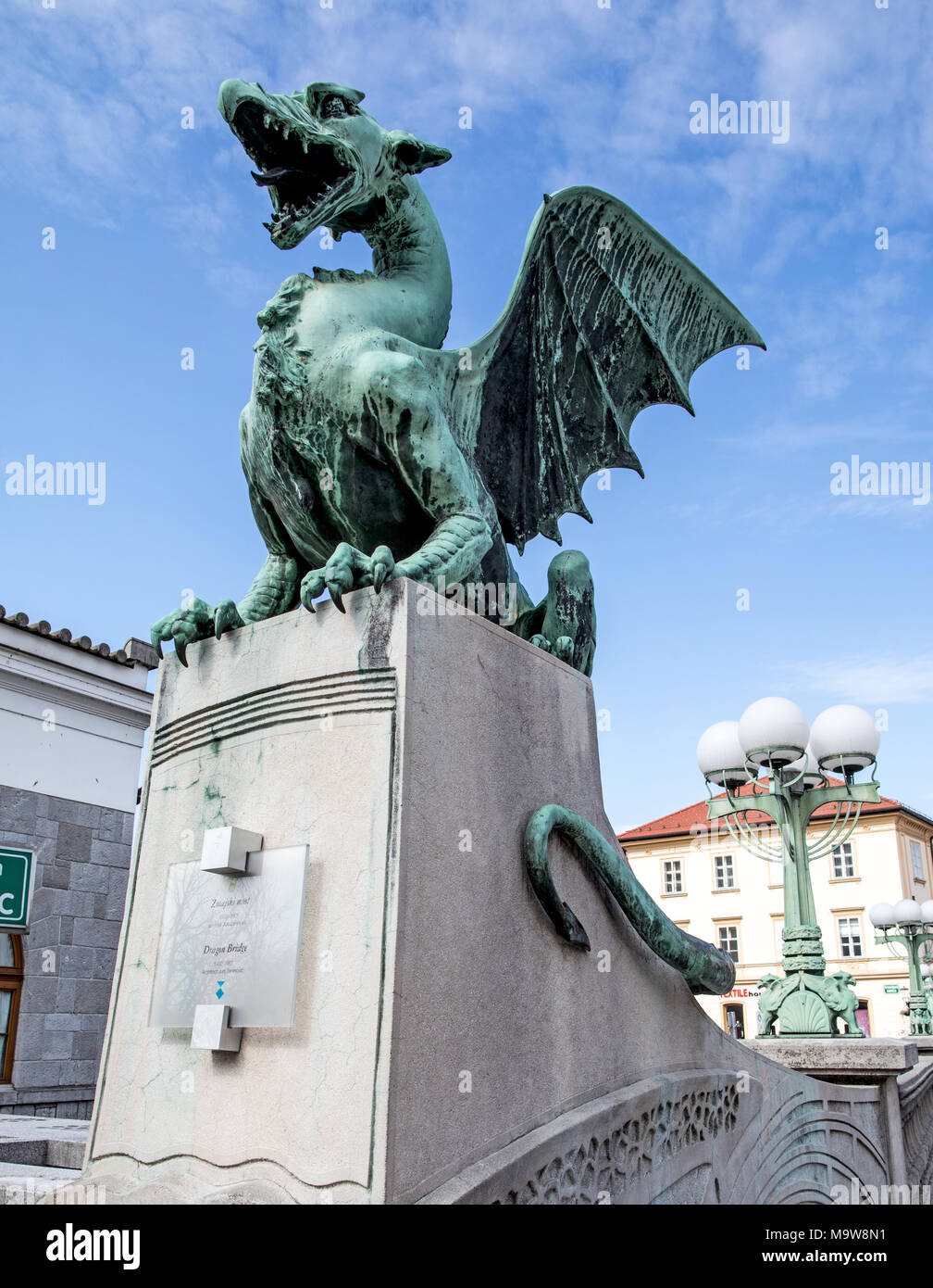 I draghi sul ponte del drago Ljubljana Slovenia Foto Stock