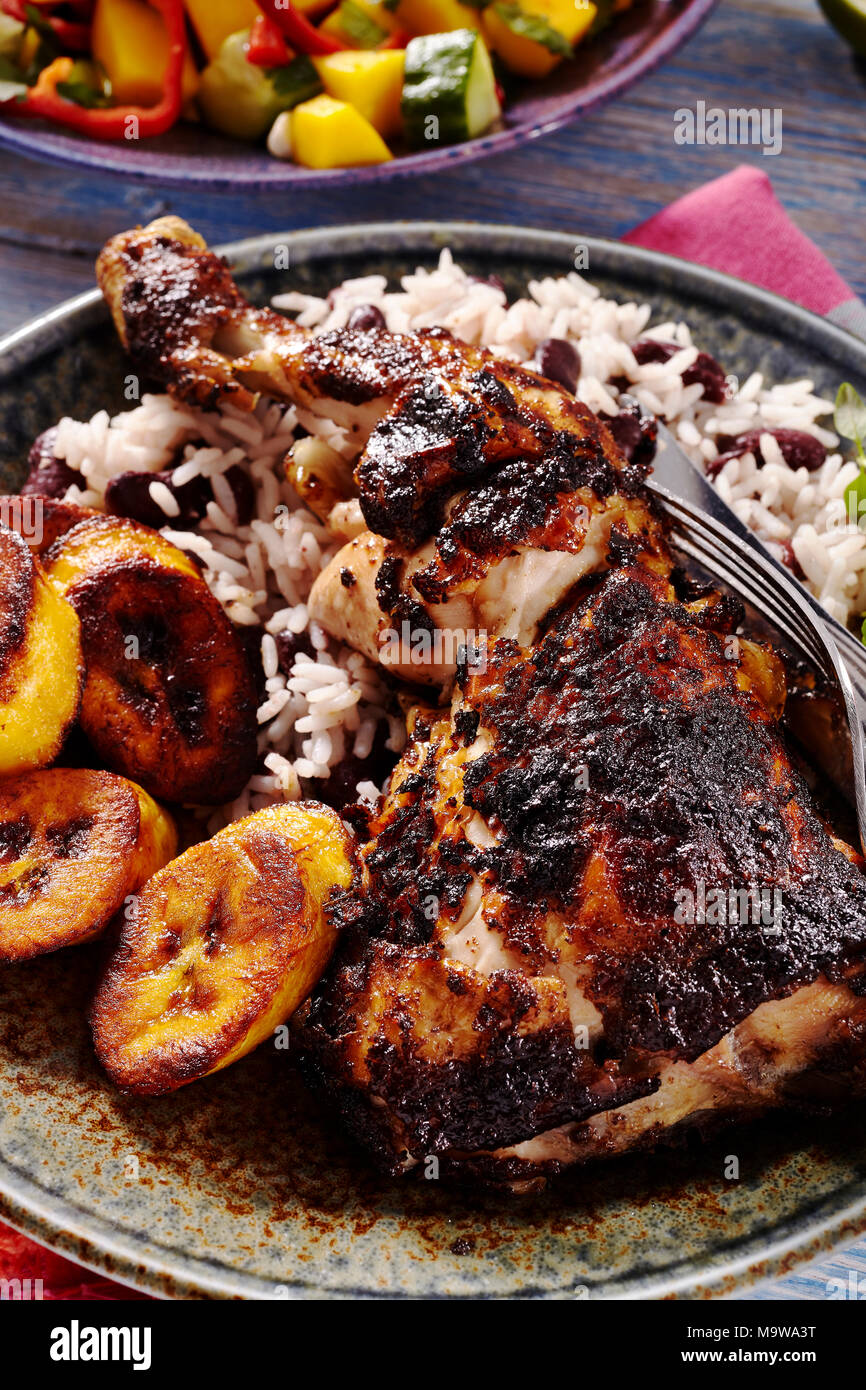 Il giamaicano pollo jerk Foto Stock