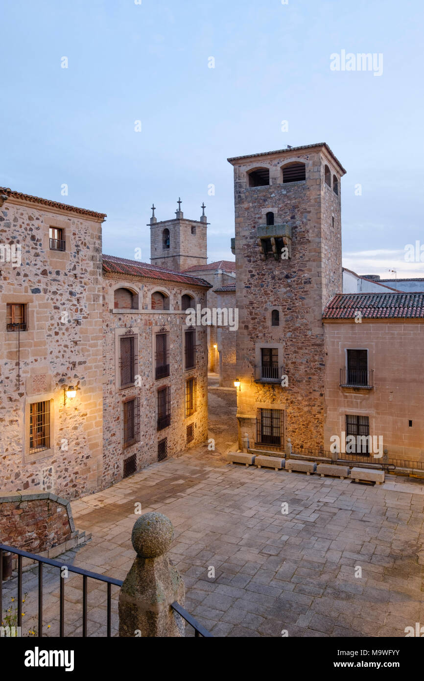 Centro storico della città di Cáceres città monumentale in Estremadura, Spagna Foto Stock