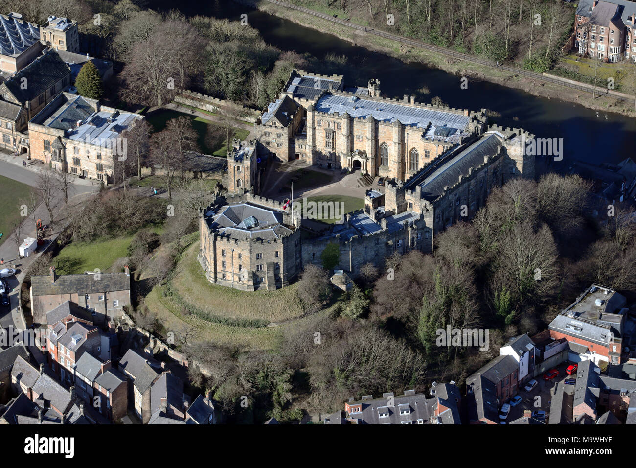Veduta aerea del castello di Durham Foto Stock