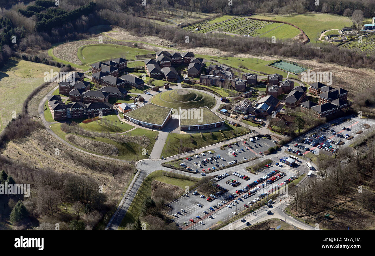 Vista aerea di Ustinov & Josephine Butler College, Università di Durham, County Durham Foto Stock