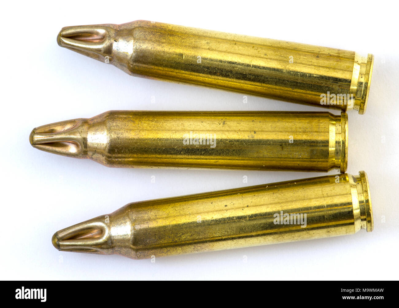 Tre .223 vuota (7.62x45mm) arrotonda. Foto Stock