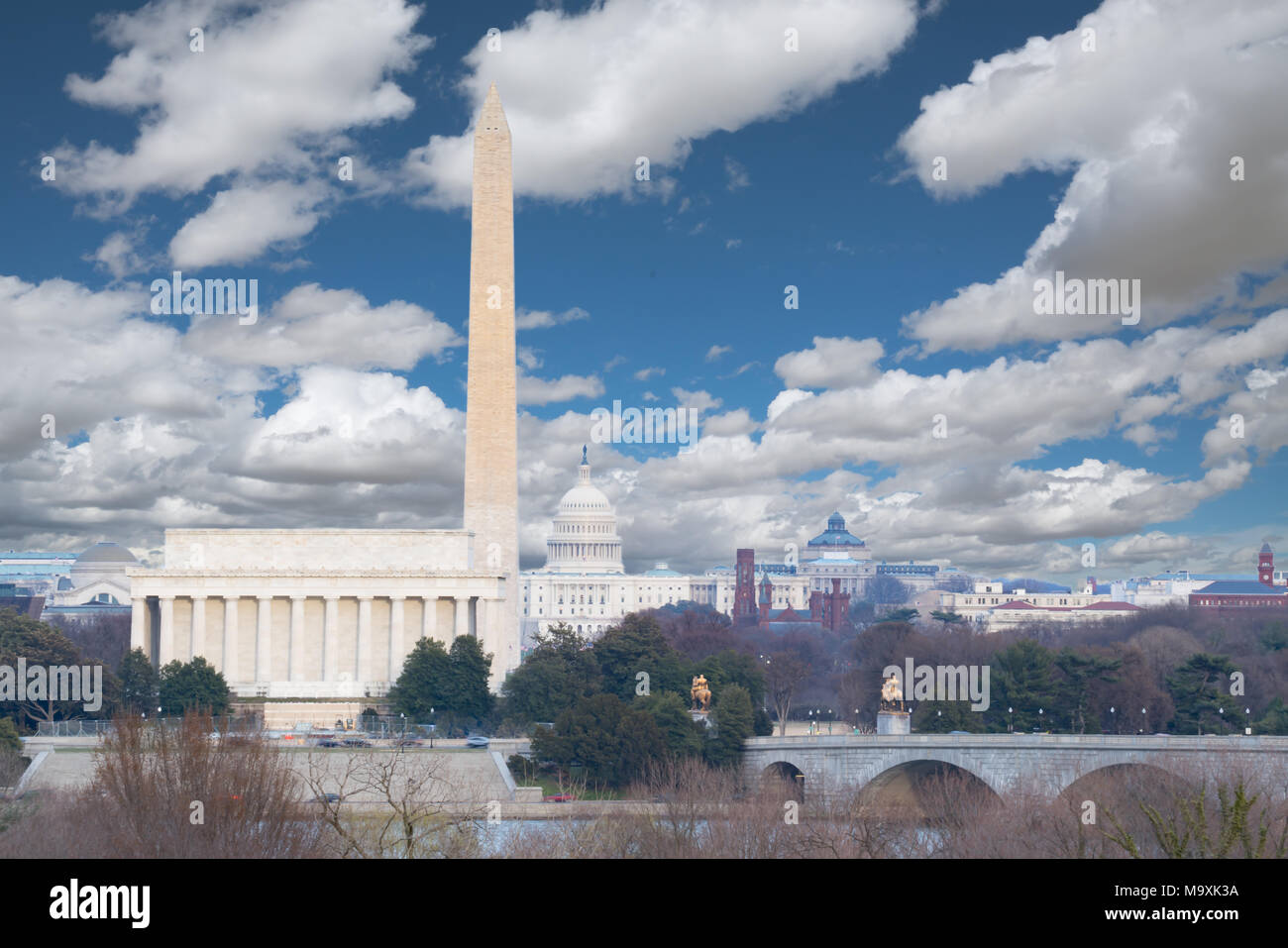 WASHINGTON, DC - MARZO 14, 2018: skyline di Washington DC da Arlington, Virginia Foto Stock